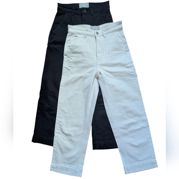 EVERLANE 2 PAIRS ANKLE CUT PANTS- CREAM & BLACK SIZE 0 - Picture 1 of 4